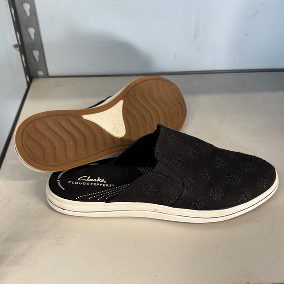 Clarks Shoes - Clarks Black Floral Slip-On Loafers